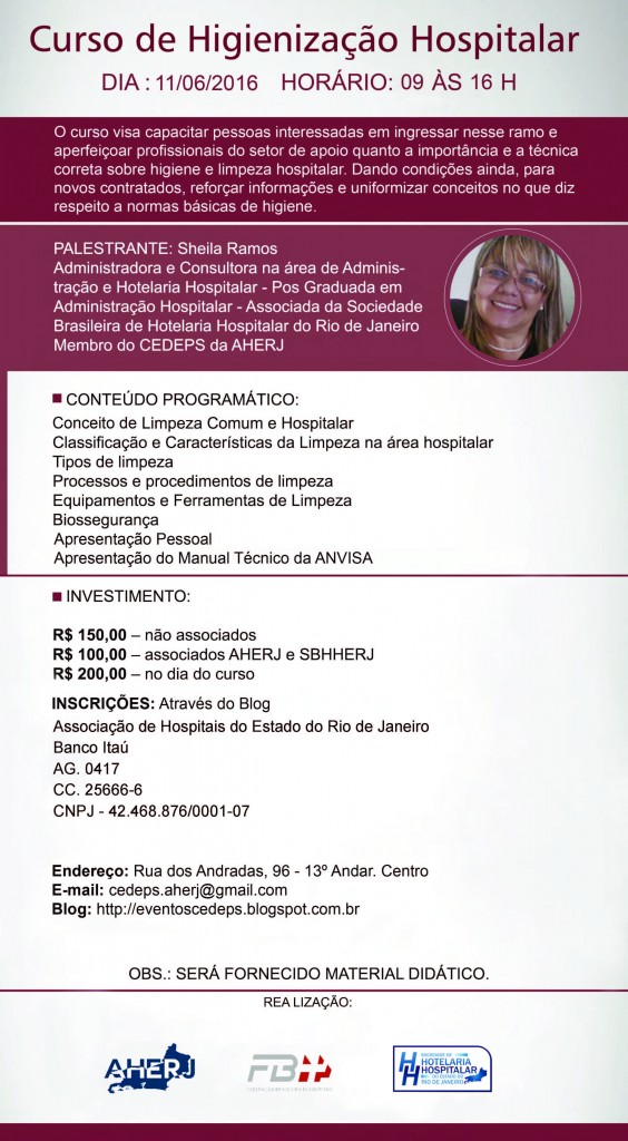 CURSO DE HIGIENIZAÇÃO HOSPITALAR 11-06-2016